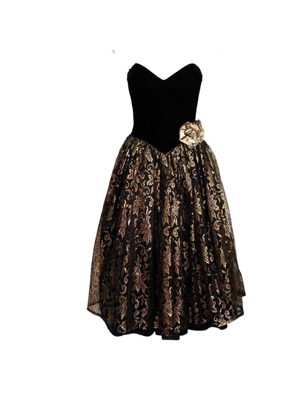 VTG Jessica McClintock Gunne Sax Strapless Prom Dress 80s Goth Glam Baroque 3